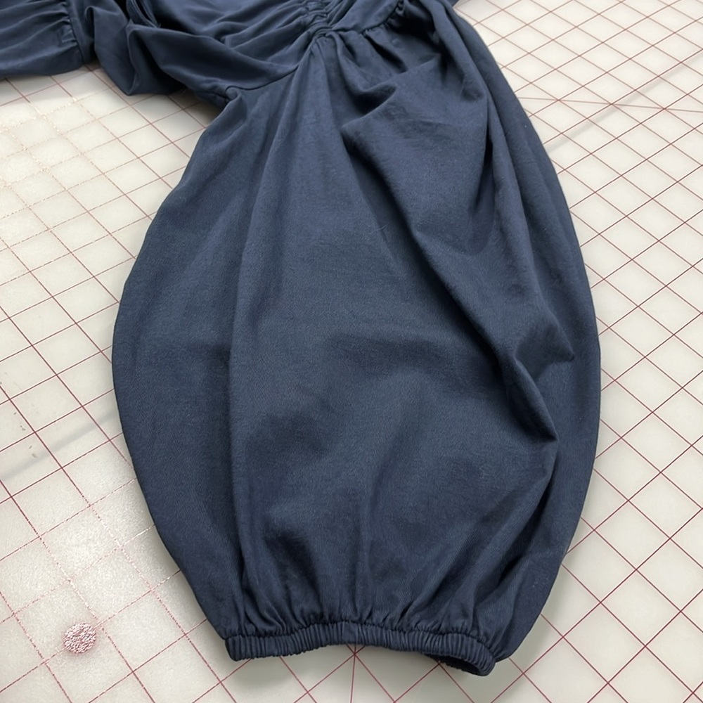 ASOS Peasant Tiered Oversized V-Neck Drawstring Chest 3/4 SLV Navy Mini 6 Tall - Picture 5 of 15